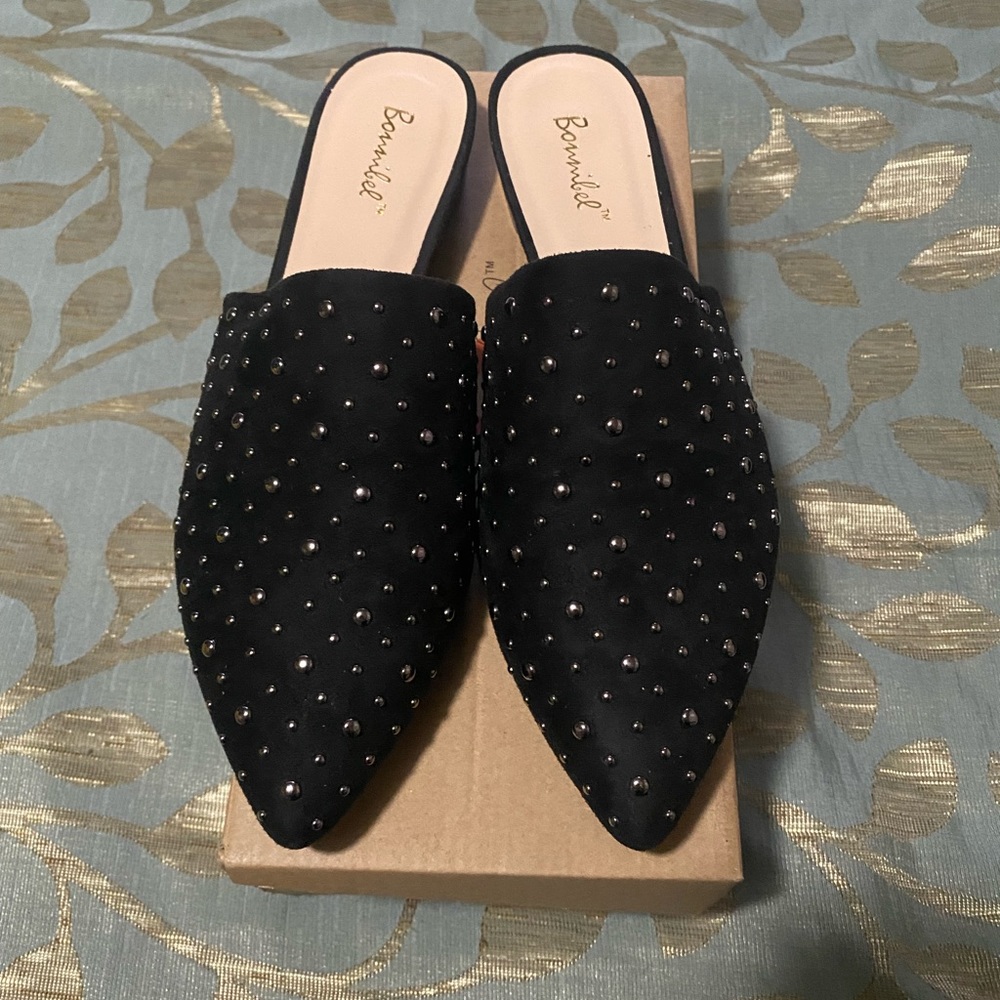 Studded mules with small heel